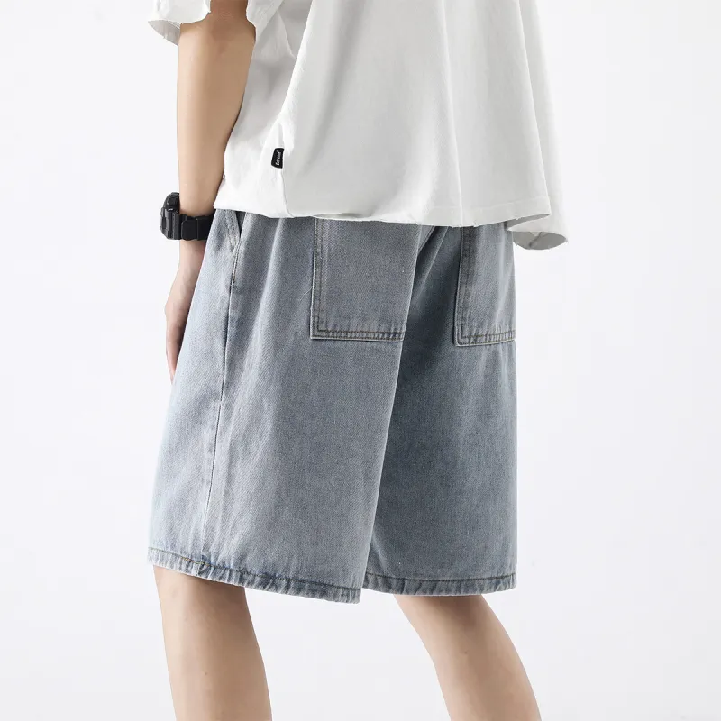 VniVerseVClub Denim Shorts Men's Light Blue-4