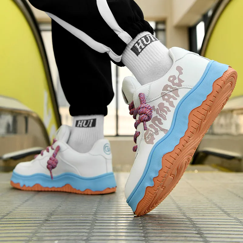 Isolated Manufacturing Coverage Slip-Resistant Cushioning Height Increasing Low-Top Skateboard Shoes Unisex-5