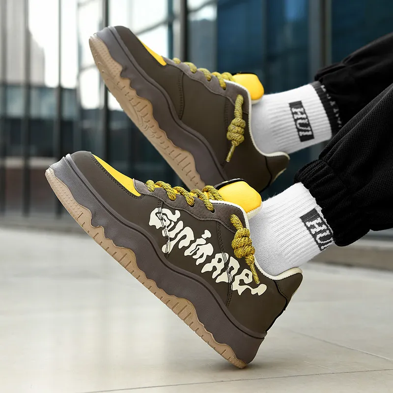Isolated Manufacturing Coverage Slip-Resistant Cushioning Height Increasing Low-Top Skateboard Shoes Unisex-26