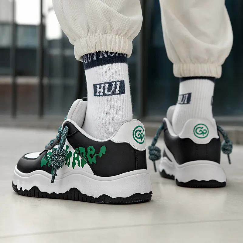 Isolated Manufacturing Coverage Slip-Resistant Cushioning Height Increasing Low-Top Skateboard Shoes Unisex-17