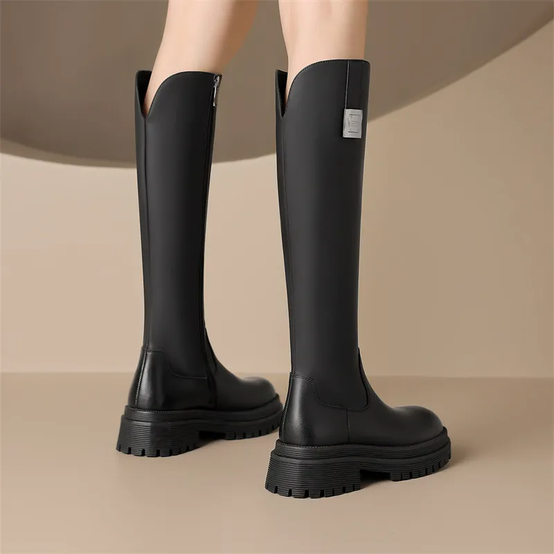JOSINY British Style Fleece-Lined Warm Knight Boots Knee-high Boots Women's-4