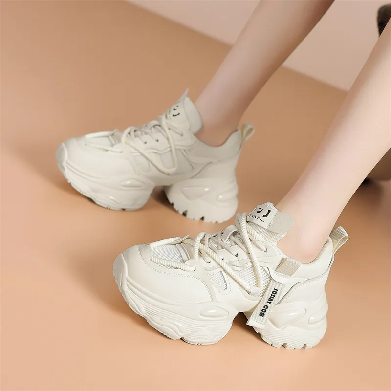 JOSINY Chunky Sneakers Women's Low Top Ecru/White Gold-4