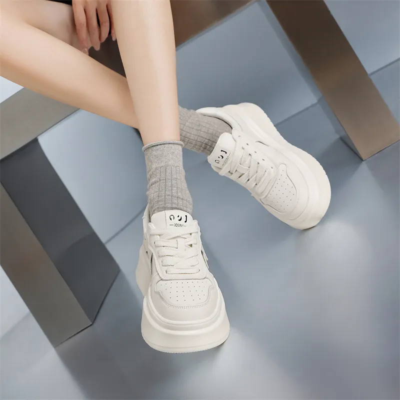 JOSINY Fleece Lined Warm Fashionable Sporty Style Versatile White Sneakers Casual Shoes Women's Ecru-3