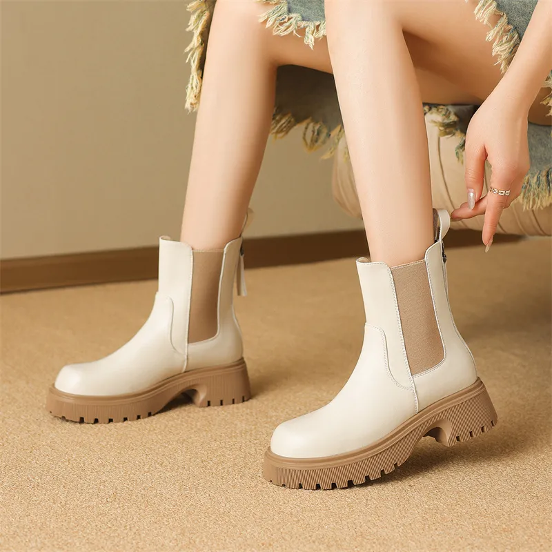 JOSINY 12.5cm Chelsea Boots 5cm Women's Ecru-2