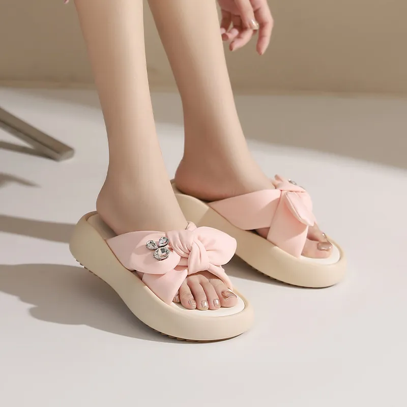 JOSINY Rubber Sole Cushioning Slip Resistant Abrasion Resistant Odor Resistant Quiet Slide Slippers Women's Light Pink-2