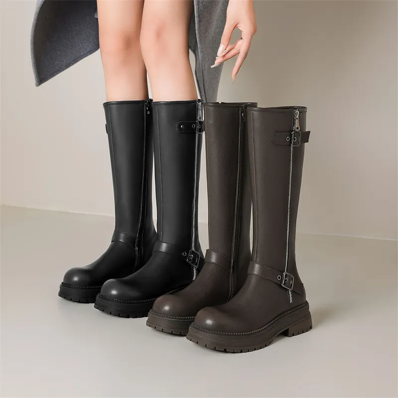 JOSINY Knee high Boots 4.5cm Women's Brown-5
