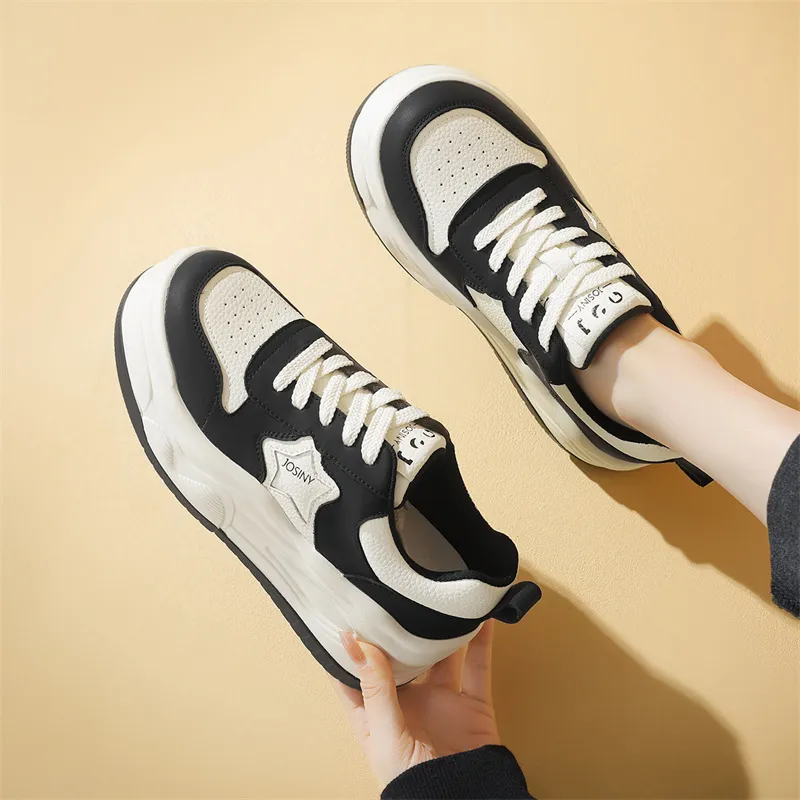 JOSINY Skateboard Shoes Women's Low Top Beige Brown/Beige Black-18