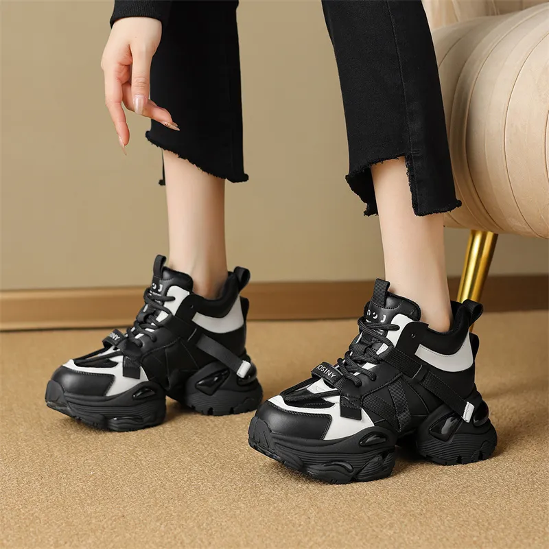 JOSINY Chunky Sneakers Women's High Top Black/Brown-11