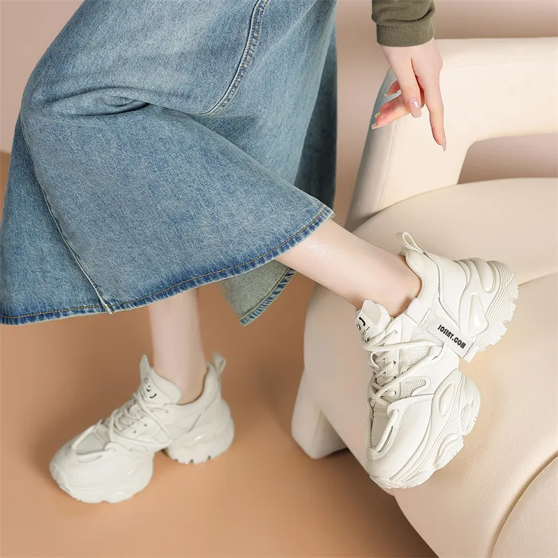 JOSINY Chunky Sneakers Women's Low Top Ecru/White Gold-2