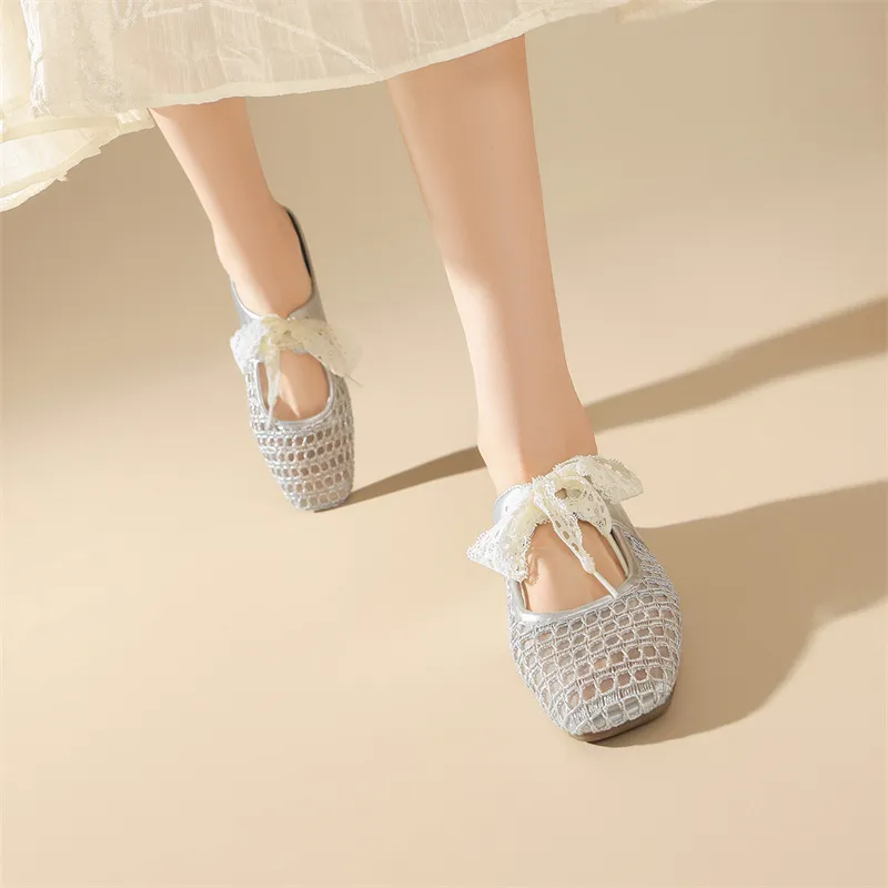 JOSINY Cut Out Woven Odor Resistant Abrasion Resistant Slip Resistant Closed Toe Slippers Women's Silver-6