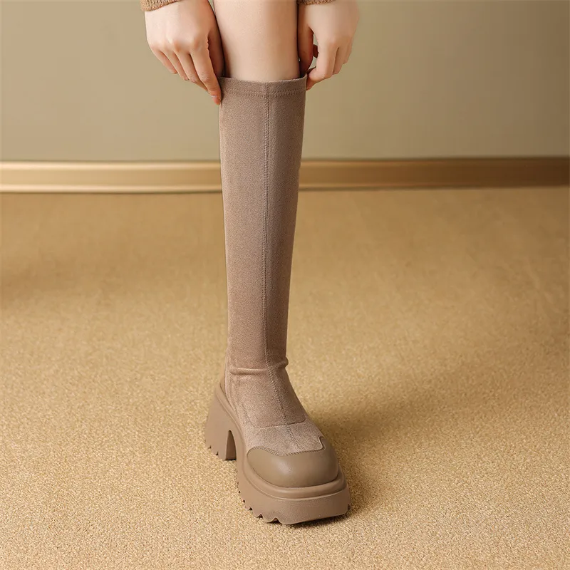 JOSINY Knee high Boots Women's Black/Khaki-17