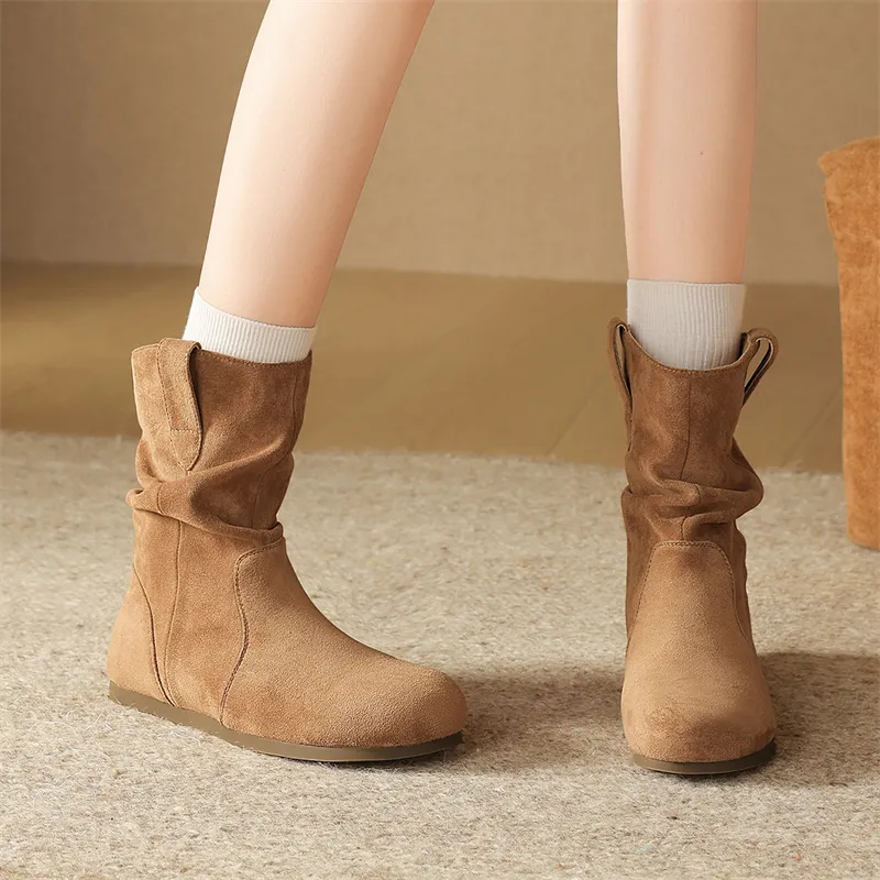 JOSINY Effortless Vintage Inspired Stackable Boots Short Boots Women's Camel-4