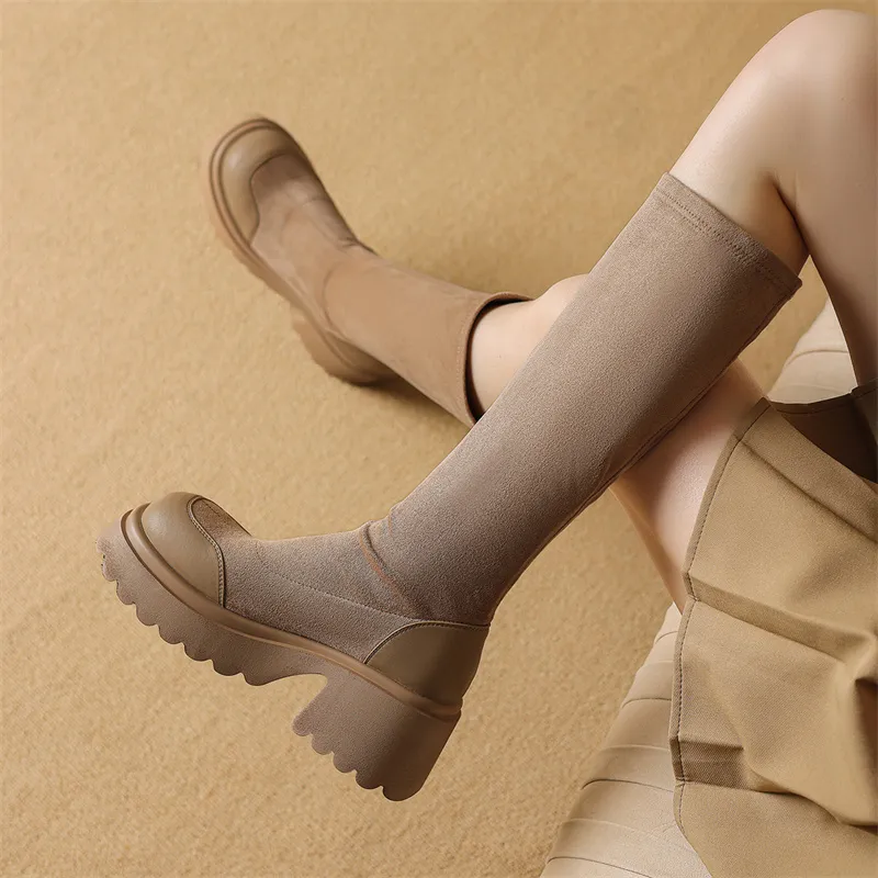 JOSINY Knee high Boots Women's Black/Khaki-7