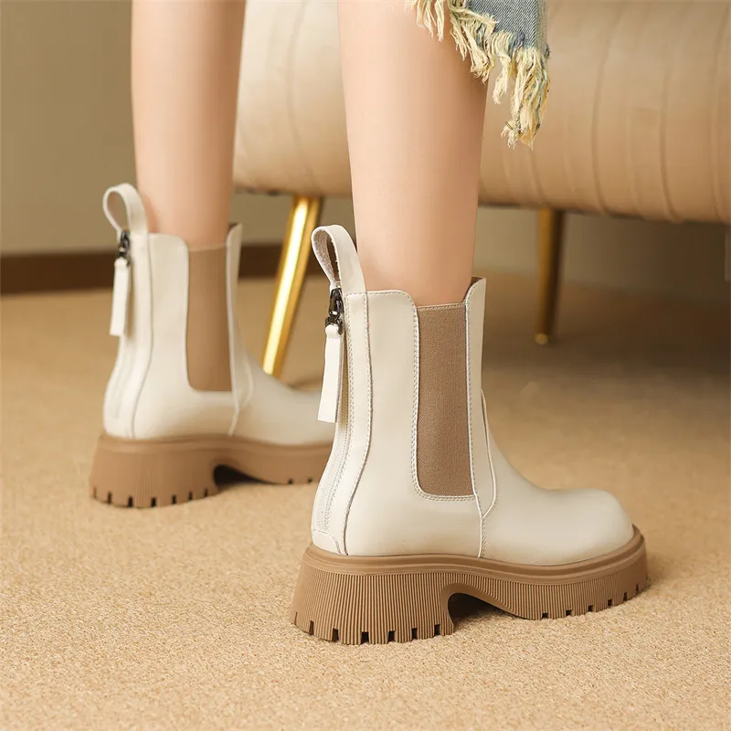 JOSINY 12.5cm Chelsea Boots 5cm Women's Ecru-4