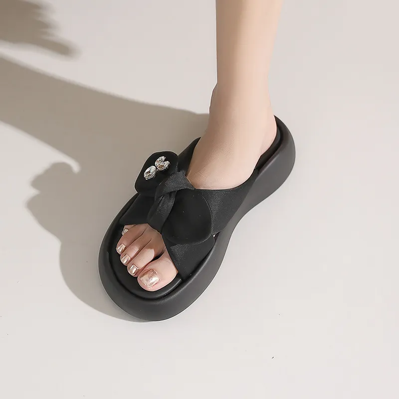 JOSINY Rubber Sole Cushioning Slip Resistant Abrasion Resistant Odor Resistant Quiet Slide Slippers Women's Black-4
