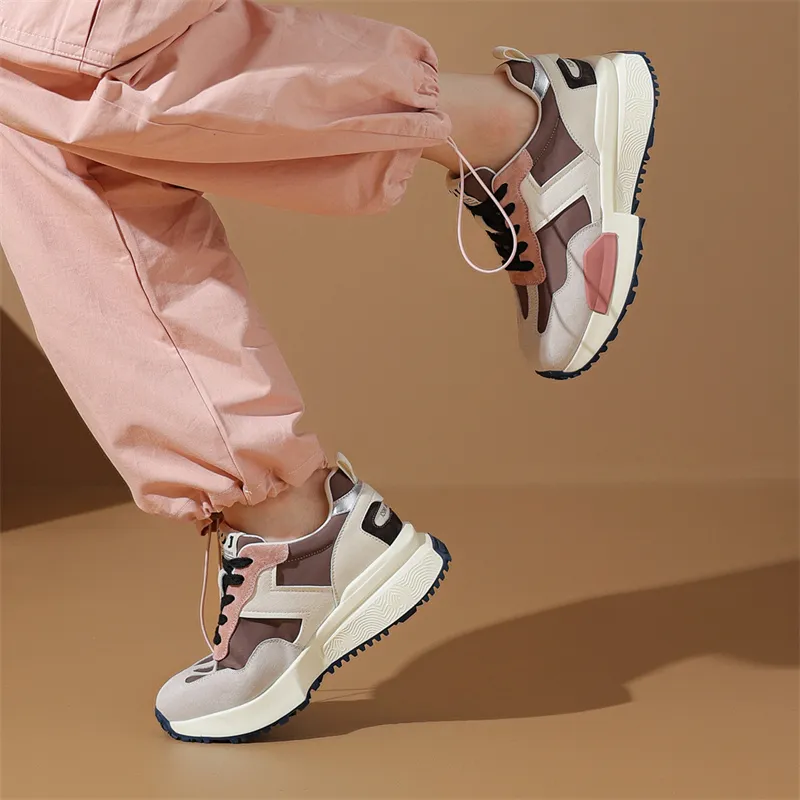 JOSINY Running Shoes Women's Low Top Beige Pink/Beige Black-2