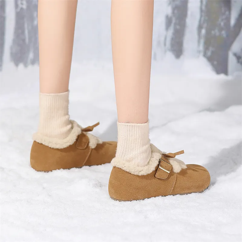 JOSINY Northeast Snow Shearling Fleece Lined Warm Slip on Insulated Shoe Maillard Style Casual Shoes Women's Camel-5