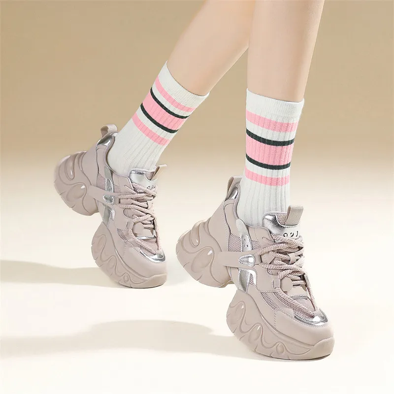 JOSINY Chunky Sneakers Women's Low Top Black Silver/Light Purple-3