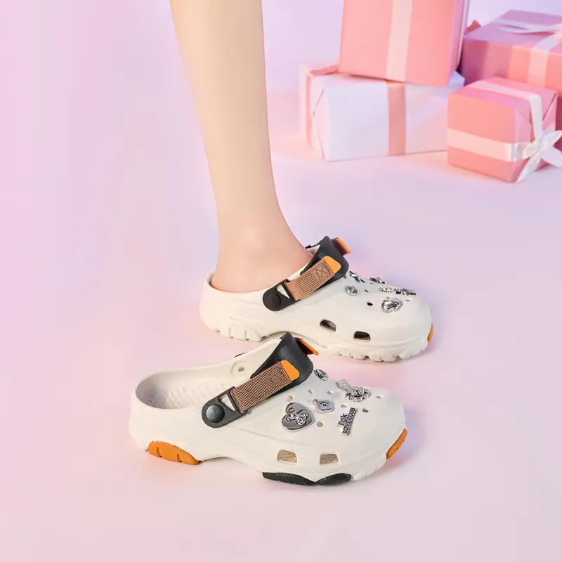 JOSINY Clogs Unisex White Orange-7