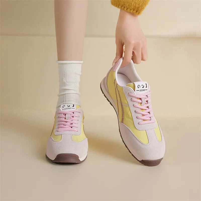 JOSINY Casual Shoes Women's Low Top Beige Yellow/Beige Blue/Beige Black-4