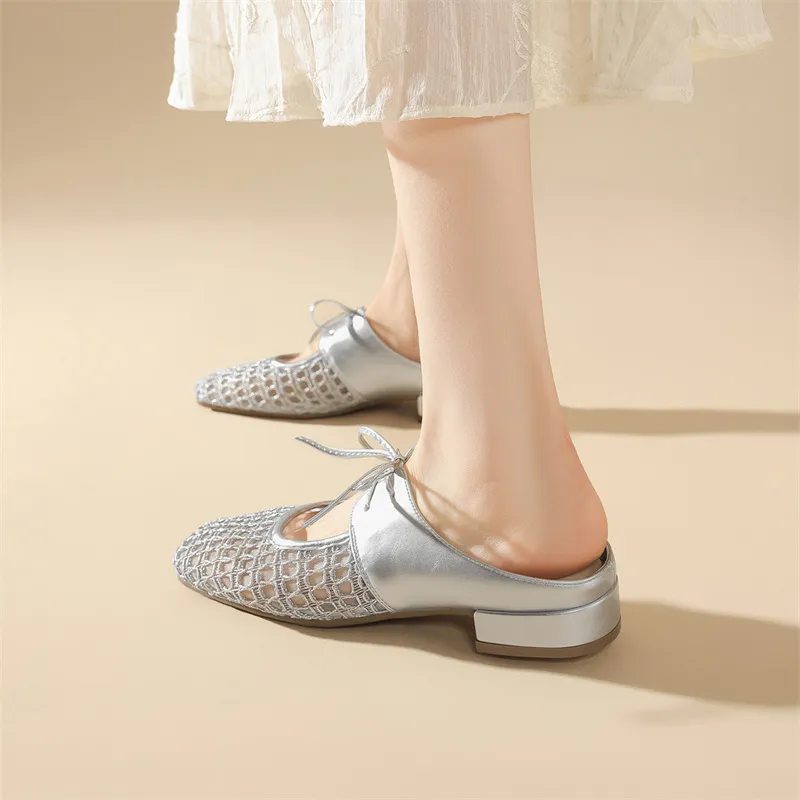 JOSINY Cut Out Woven Odor Resistant Abrasion Resistant Slip Resistant Closed Toe Slippers Women's Silver-4