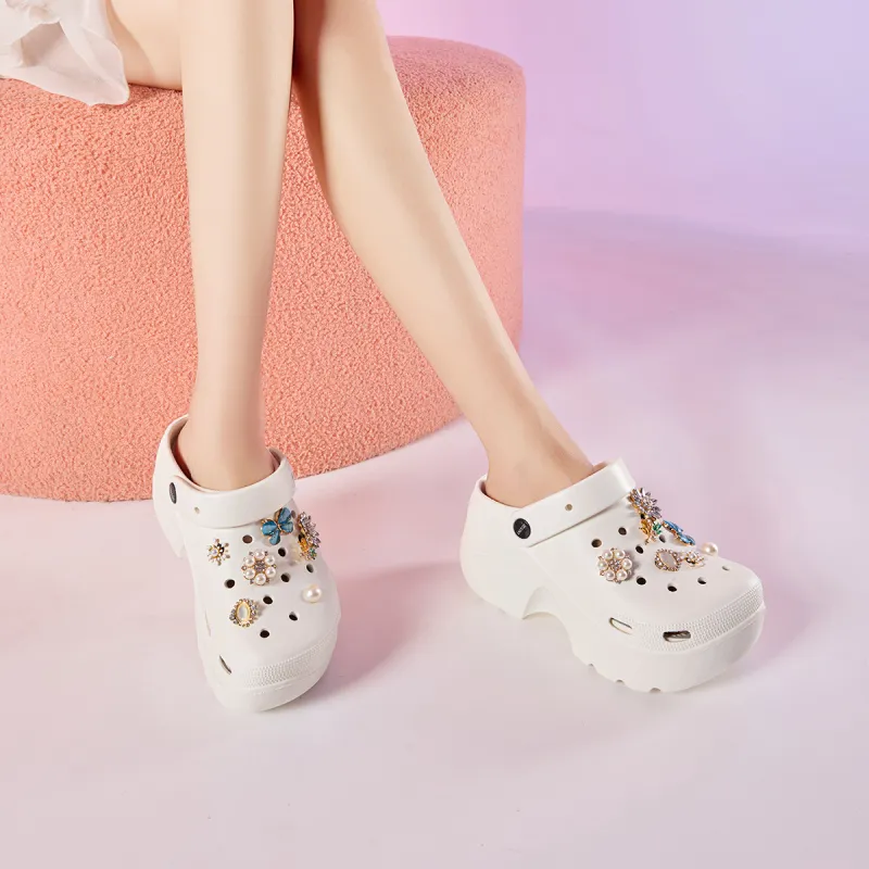 JOSINY Summer Petite Outerwear Trendy Fashion Lazy Slip on, Outdoor Beach Shoes Closed Toe Mules, Clogs Women's Ecru-3