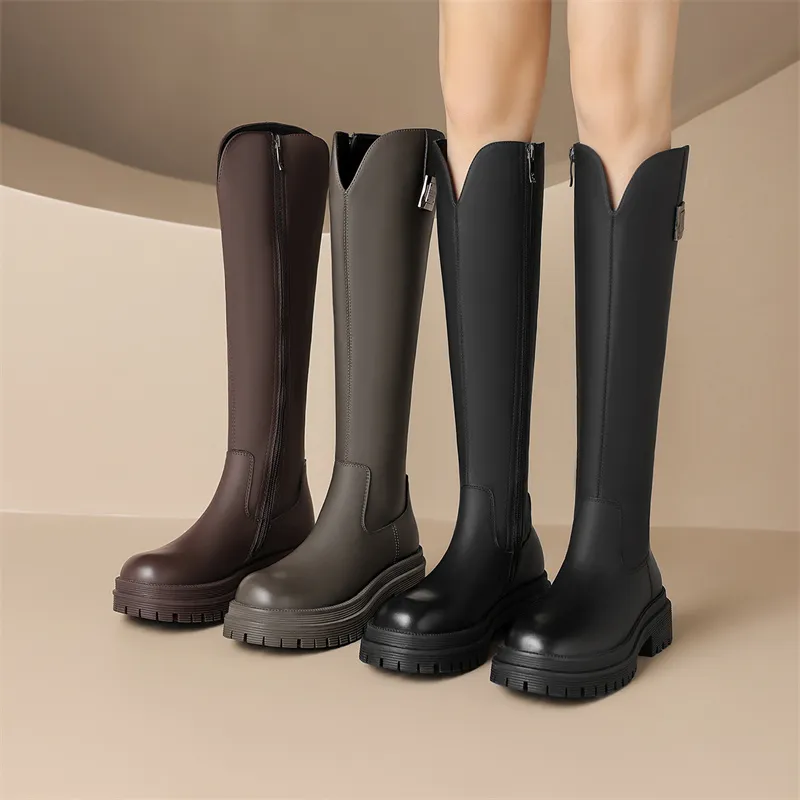 JOSINY British Style Fleece-Lined Warm Knight Boots Knee-high Boots Women's-1