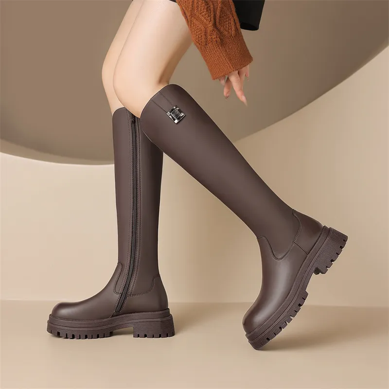 JOSINY British Style Fleece-Lined Warm Knight Boots Knee-high Boots Women's-10