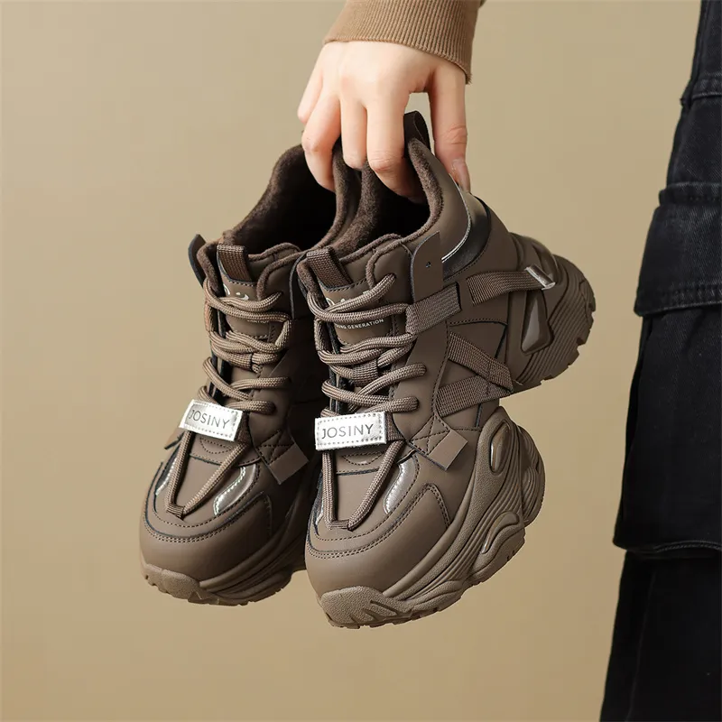 JOSINY Chunky Sneakers Women's High Top Black/Brown-5