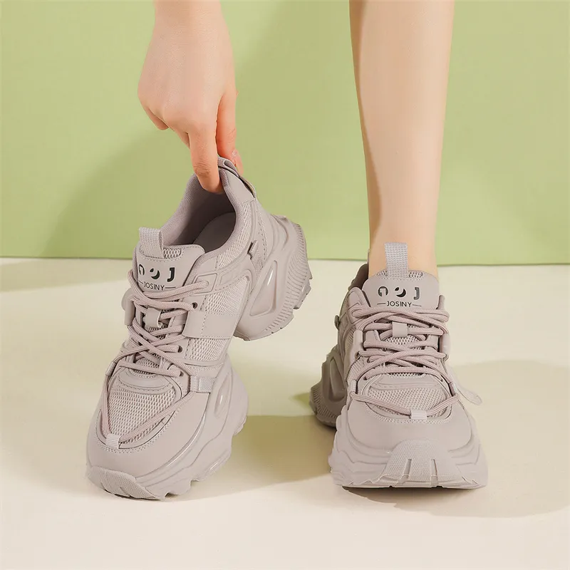 JOSINY Chunky Sneakers Women's Low Top Ecru/Light Purple-5