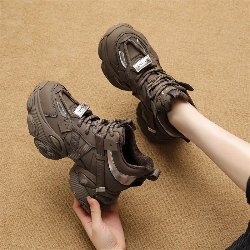 JOSINY Chunky Sneakers Women's High Top Black/Brown-4