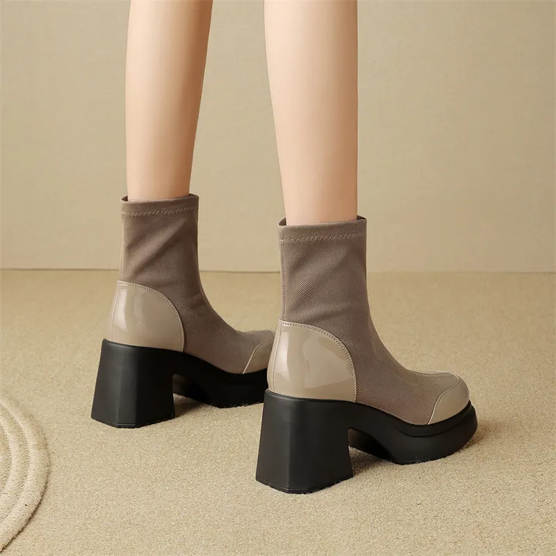 JOSINY Ankle Boots 8.5cm Women's Brown-6