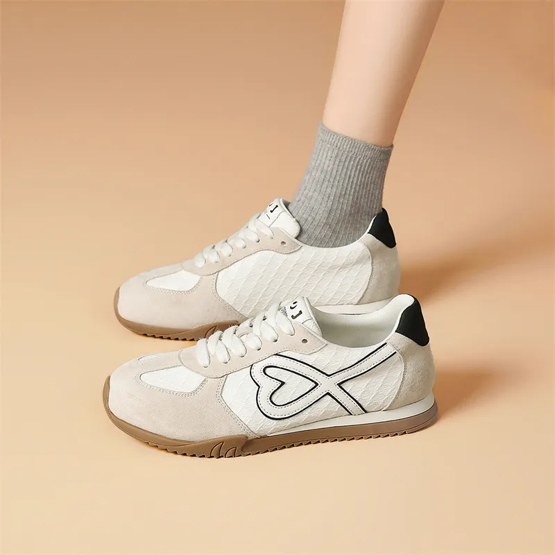 JOSINY Spring Versatile Sporty Style Soft-Sole Skateboard Shoes Fashion Lightweight Casual Shoes Women's Ecru-6