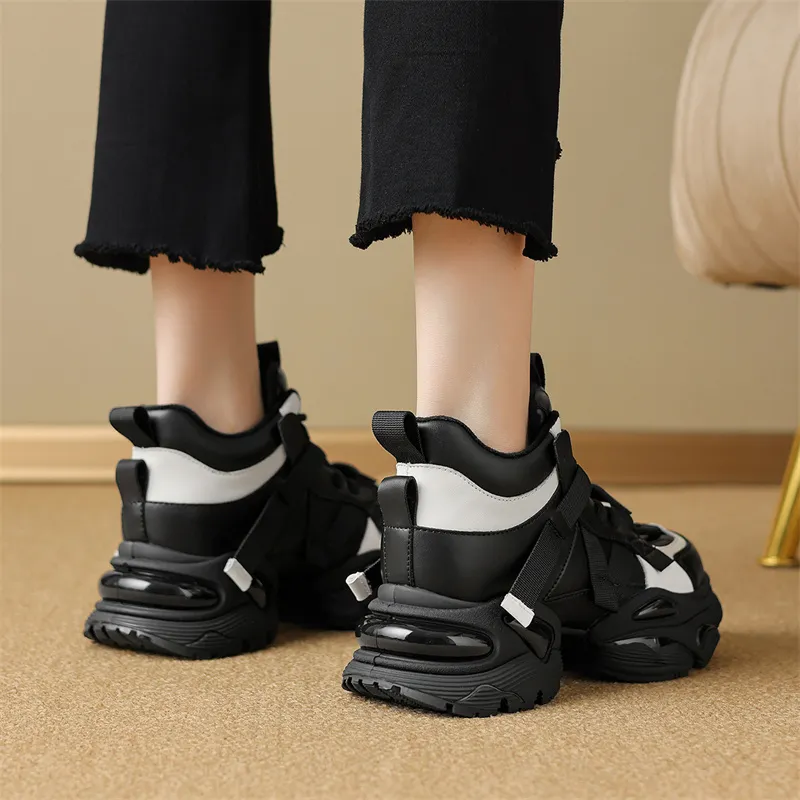 JOSINY Chunky Sneakers Women's High Top Black/Brown-10