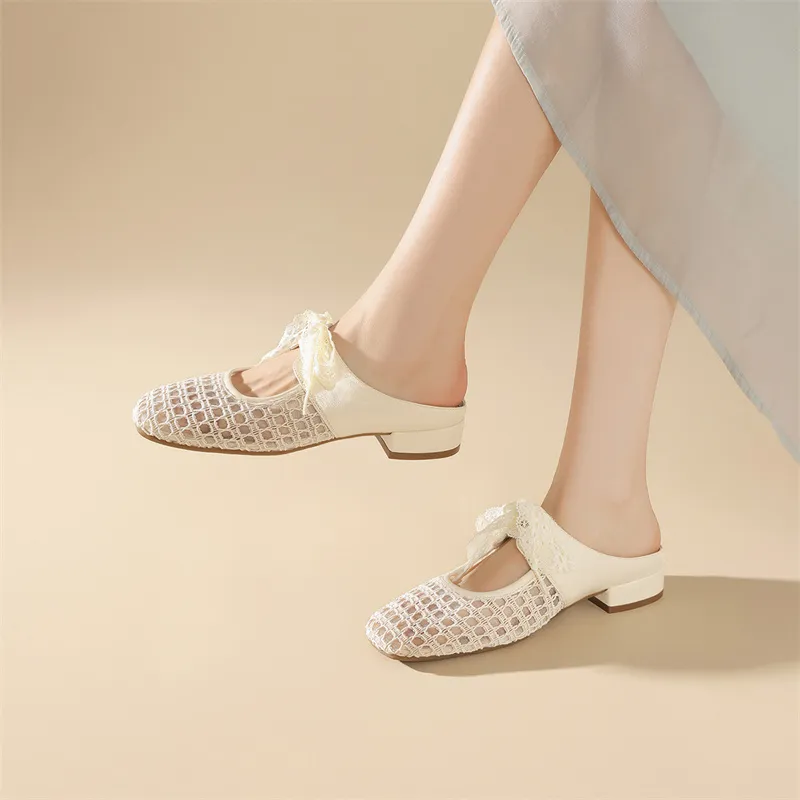 JOSINY Woven Cut Out Slip Resistant Abrasion Resistant Odor Resistant French Elegance, Closed Toe Slippers Women's Ecru-6