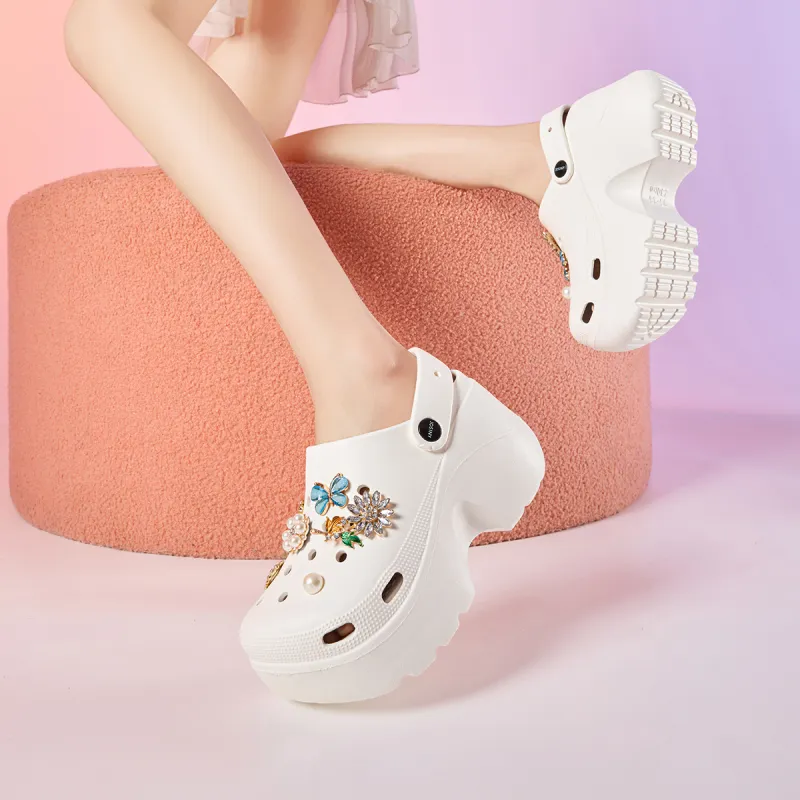 JOSINY Summer Petite Outerwear Trendy Fashion Lazy Slip on, Outdoor Beach Shoes Closed Toe Mules, Clogs Women's Ecru-6
