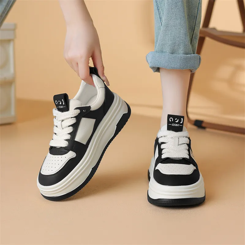 JOSINY Skateboard Shoes Women's Low Top Beige Brown/Beige Black-1