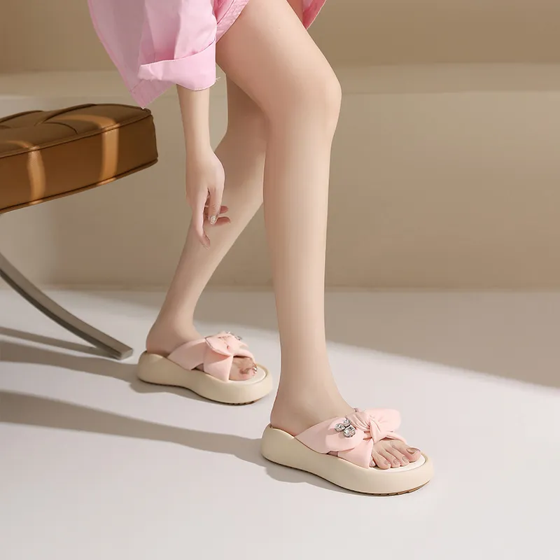 JOSINY Rubber Sole Cushioning Slip Resistant Abrasion Resistant Odor Resistant Quiet Slide Slippers Women's Light Pink-3