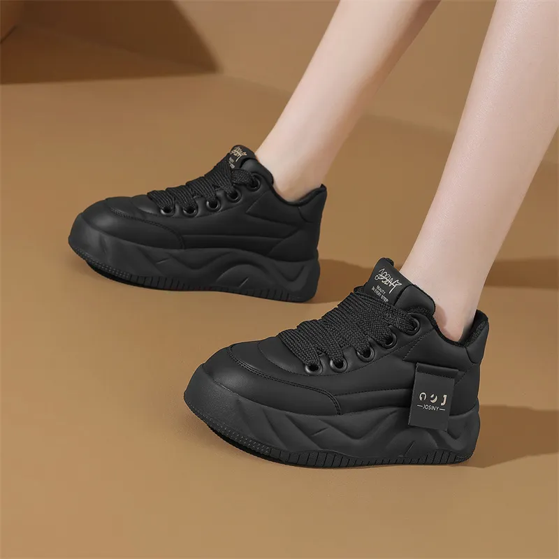 JOSINY Trendy Fashion Comfortable Versatile Puffy Shoes Low-Top Casual Shoes Women's Black-3