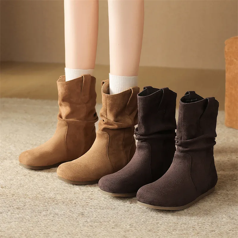 JOSINY Effortless Vintage Inspired Stackable Boots Short Boots Women's Camel-6