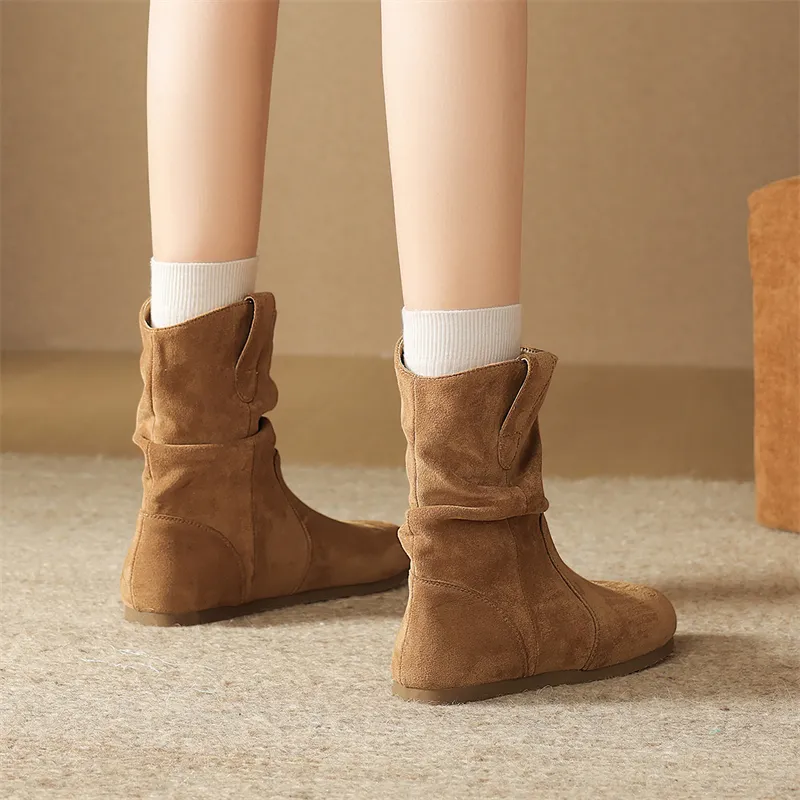 JOSINY Effortless Vintage Inspired Stackable Boots Short Boots Women's Camel-5