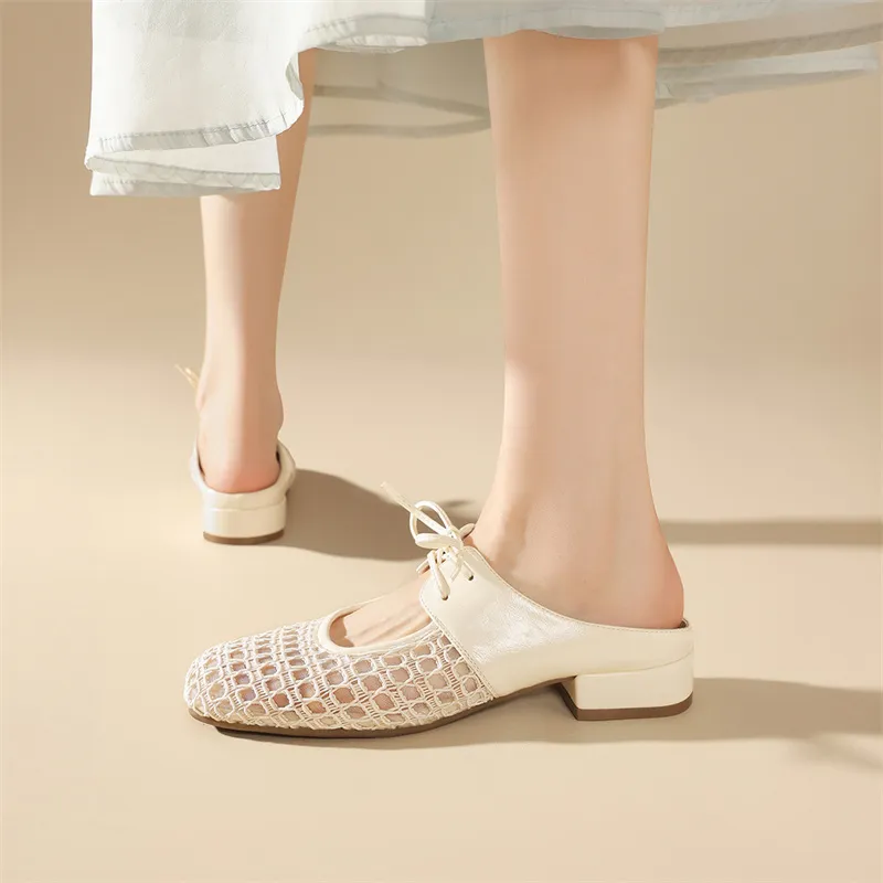 JOSINY Woven Cut Out Slip Resistant Abrasion Resistant Odor Resistant French Elegance, Closed Toe Slippers Women's Ecru-4