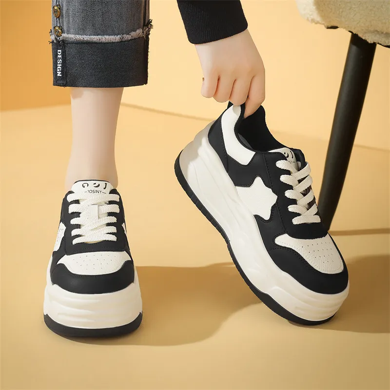 JOSINY Skateboard Shoes Women's Low Top Beige Brown/Beige Black-19