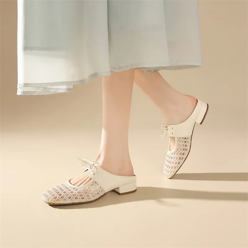 JOSINY Woven Cut Out Slip Resistant Abrasion Resistant Odor Resistant French Elegance, Closed Toe Slippers Women's Ecru-3