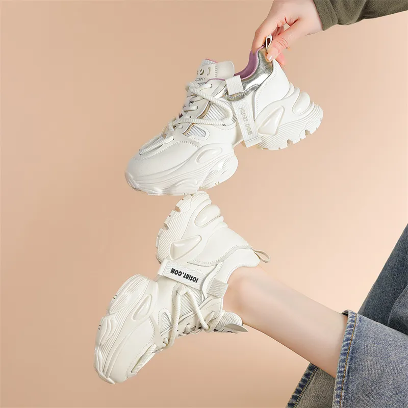 JOSINY Chunky Sneakers Women's Low Top Ecru/White Gold-6