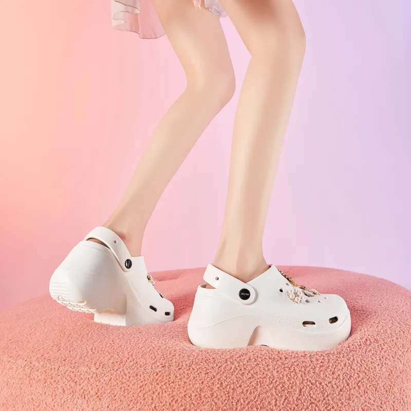 JOSINY Summer Petite Outerwear Trendy Fashion Lazy Slip on, Outdoor Beach Shoes Closed Toe Mules, Clogs Women's Ecru-4
