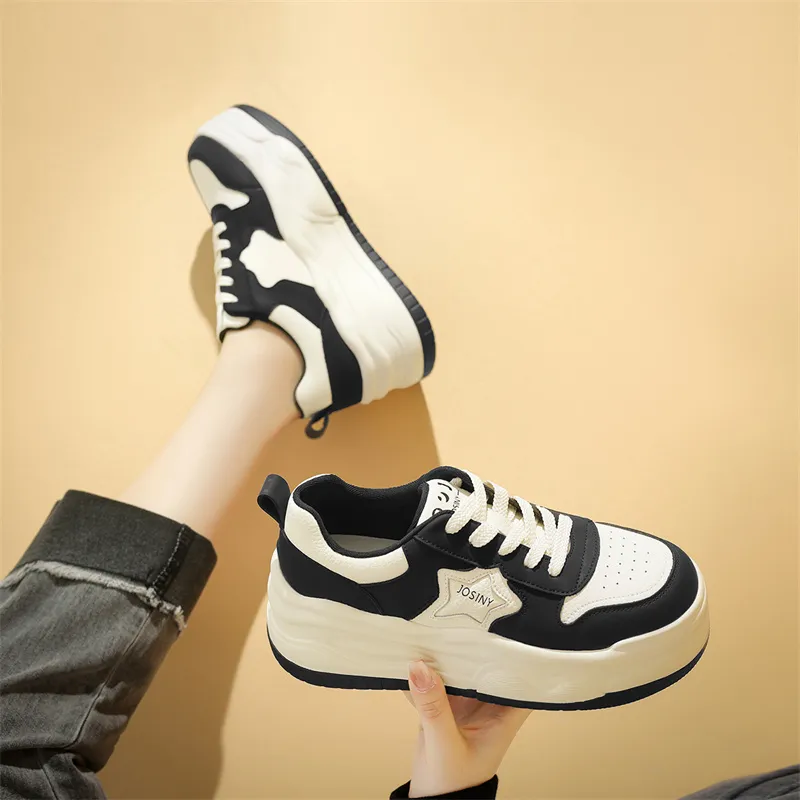 JOSINY Skateboard Shoes Women's Low Top Beige Brown/Beige Black-16