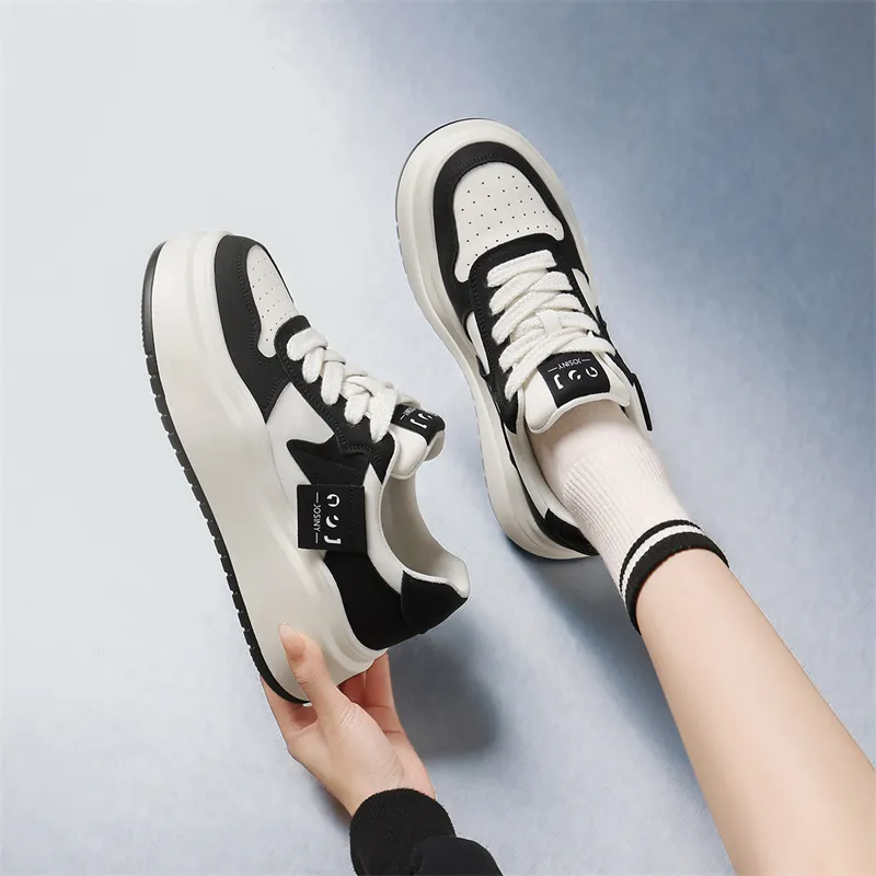 JOSINY Fleece Lined Warm Black White Fashion Sporty Style Casual Shoes Women's Beige Black-3