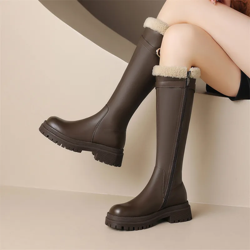 JOSINY Knee high Boots Women's Black/Brown-4