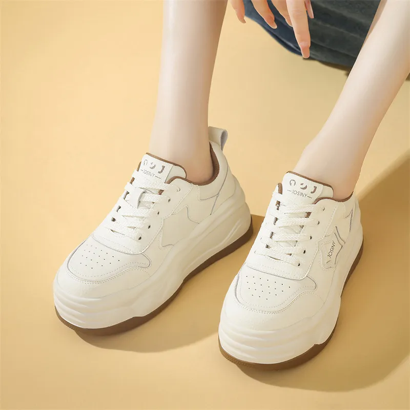 JOSINY Skateboard Shoes Women's Low Top Beige Brown/Beige Black-13